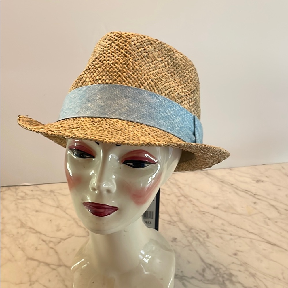 Vineyard Vines Tan Fedora with Light Blue Band